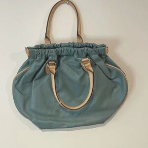 Apostrophe Satchel/Hobo Bag. Faux Pebbled Leather. Size Medium Mint Green‎